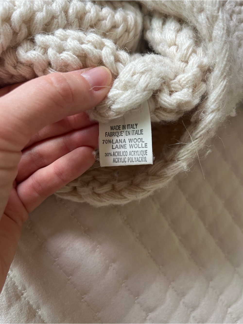 Vintage Made in Italy Cream Chunky Knit Wool Sweater - Picture 5 of 6